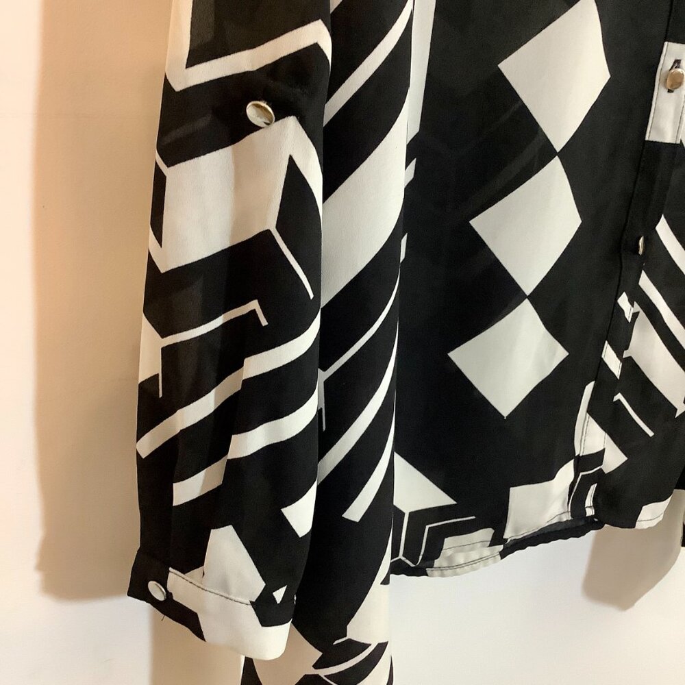 Button Top Tunic Color Block Black / White Xl Ny … - image 3